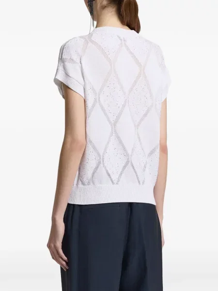 Top Peserico tricotate cu model argyle alb