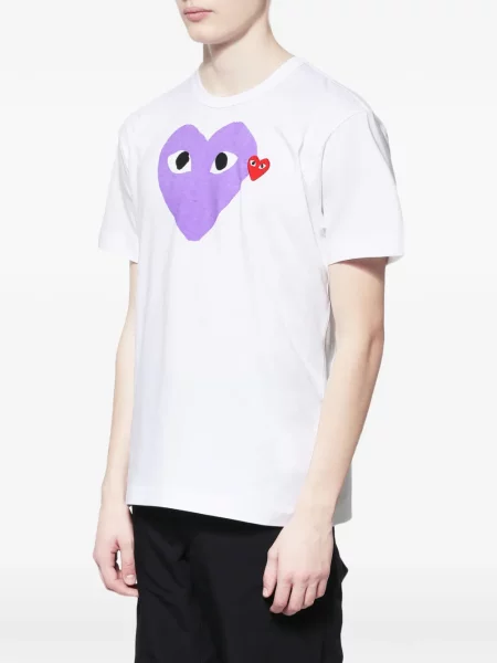 Тениска Comme Des Garçons Play със сърца бяло
