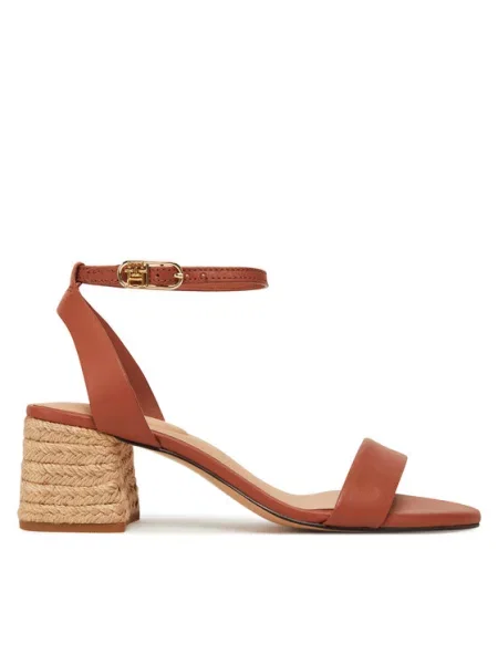 Кожени сандали Tommy Hilfiger LEATHER ANKLE STRAP ESPAD SANDAL кафяво