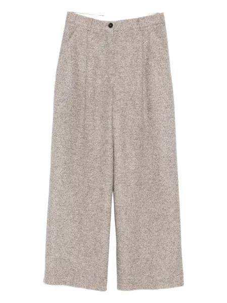 Pantaloni Mark Kenly Domino Tan din tweed plisate maro