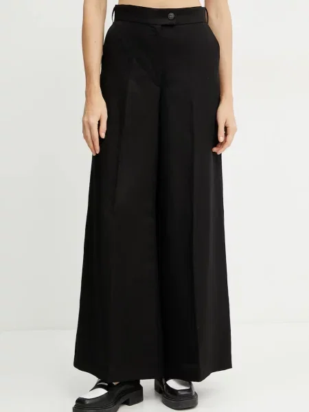 Ivy Oak pantaloni din in PIERA ANN femei lat high waist negru