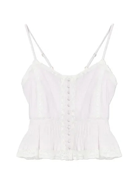 Top Loveshackfancy din dantelă alb