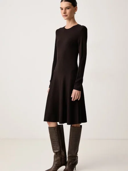 Armani Exchange rochie cu vâscoză maro