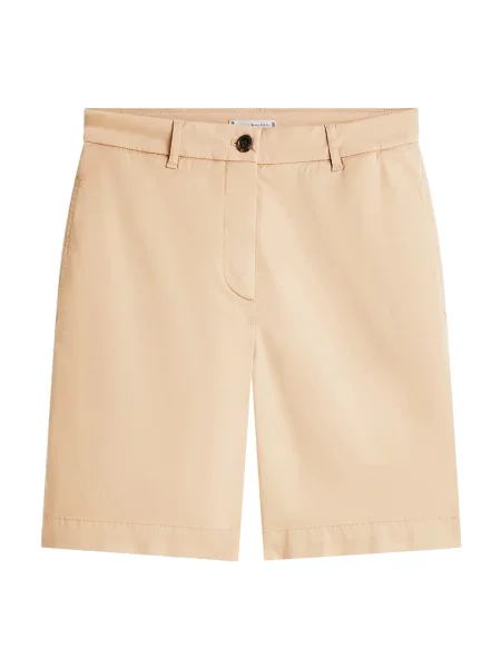 Lniane krótkie szorty Tommy Hilfiger beżowe