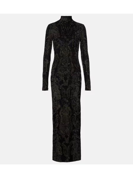 Rochie Roberto Cavalli cu broderie de catifea negru