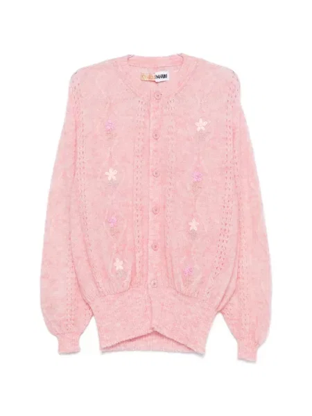 Cardigan Magliano cu broderie cu model floral roz