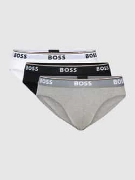 Obcisłe bokserki z nadrukiem z logo w zestawie 3 szt. model ‘Power’ Boss szare