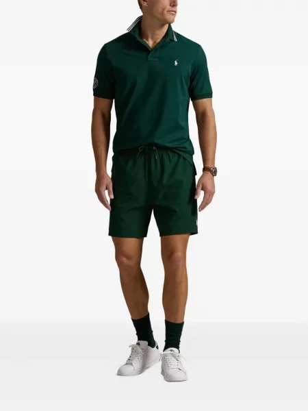 Tricou Polo Ralph Lauren din piele cu broderie în carouri maro