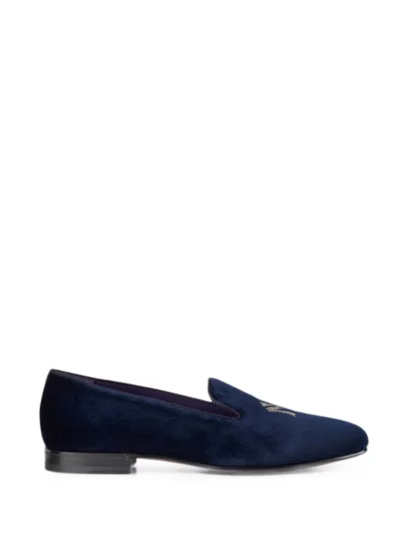 Papuci de casă Ralph Lauren Purple Label de catifea albastru