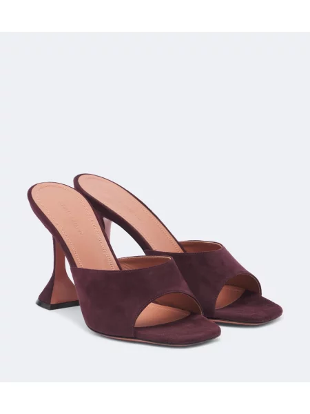 Papuci tip mules Amina Muaddi din piele de căprioară