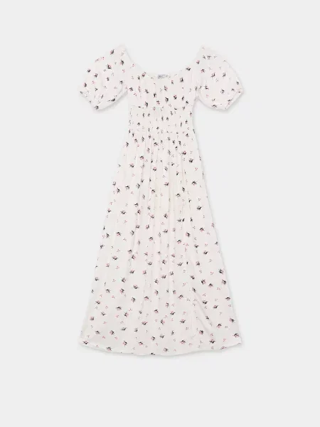Сукня міді Braska молочний бавовна/віскоза