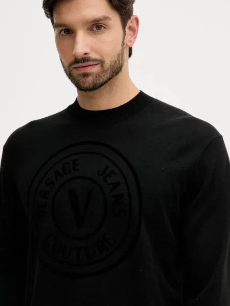 Шерстяной легкий свитер Versace Jeans Couture черный