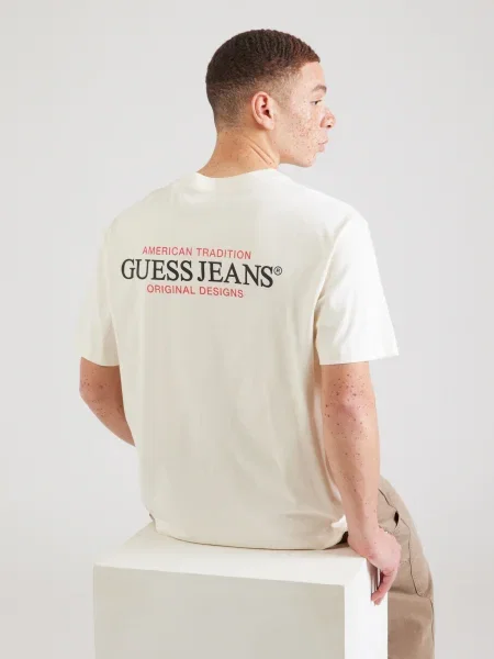 Guess Jeans Majica Écru Overshirt Fit črna