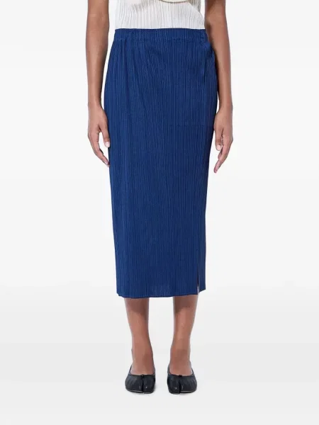 Fustă midi Pleats Please Issey Miyake albastru