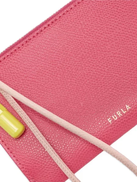 Kožna clutch torbica Furla ružičasta