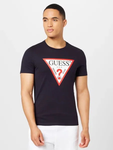 GUESS Tricou bleumarin / roșu alb