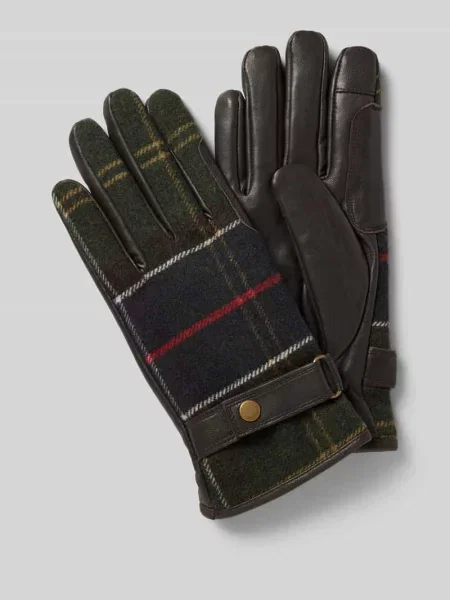 Rękawiczki z mieszanka skóry i wełny Barbour zielone