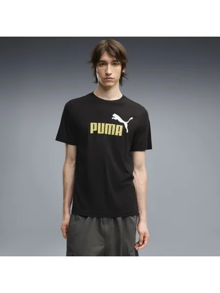 PUMA MÄ™ska koszulka Essentials z dwukolorowym logo No. 1 OdzieÅ¼ S czarny