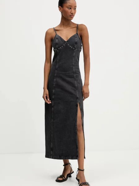 Tommy Jeans rochie din denim maxi evazati gri