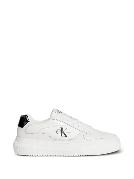 Sneakerși Calvin Klein cu șireturi din dantelă alb