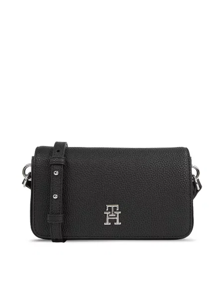TOMMY HILFIGER Taška cez rameno / strieborná čierna