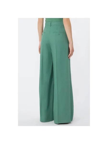 Lniane spodnie Weekend Max Mara zielone