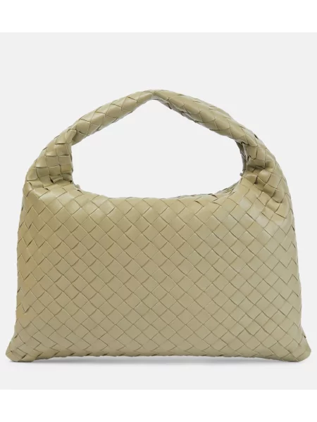 Usnjena torbica Bottega Veneta Handle zelena