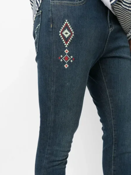 Blugi skinny United Rivers cu broderie albastru