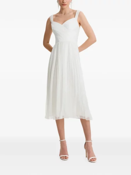 Rochie midi Framboise cu șireturi din dantelă alb