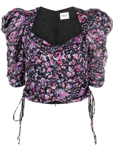 Bluzka Marant Etoile z nadrukiem w abstrakcyjne wzory czarna