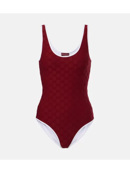 Costum de baie Gucci din jerseu bordo