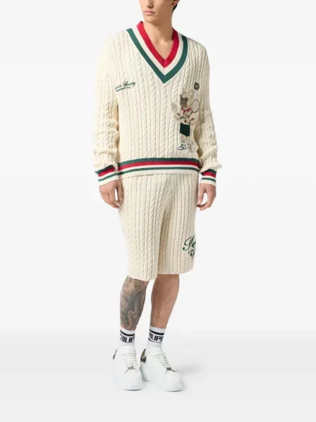 Pantaloni scurți Philipp Plein tricotate cu cordon