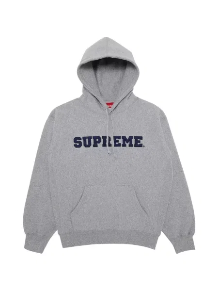 Hanorac cu glugă Supreme cu aplicații gri