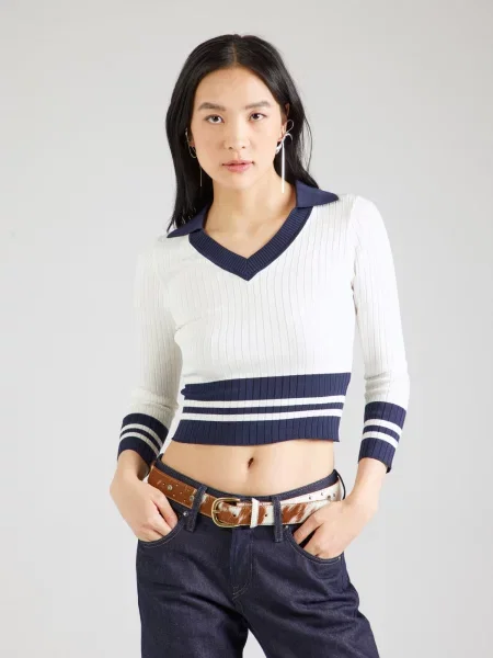 GUESS Pulover SYDNEY bleumarin alb