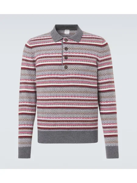 Tricou polo Eleventy de lână cu dungi