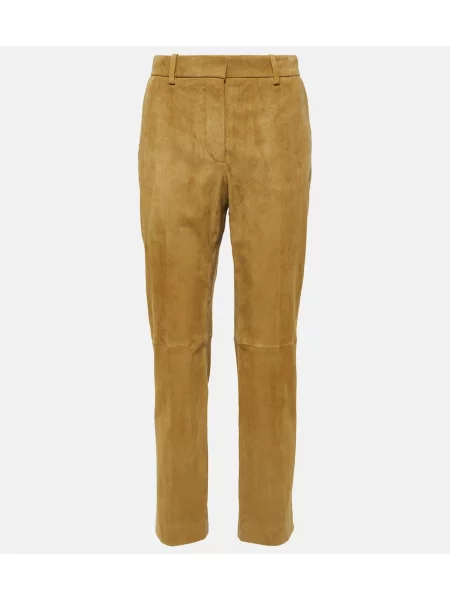 Cropp pantaloni Joseph din piele de căprioară bej