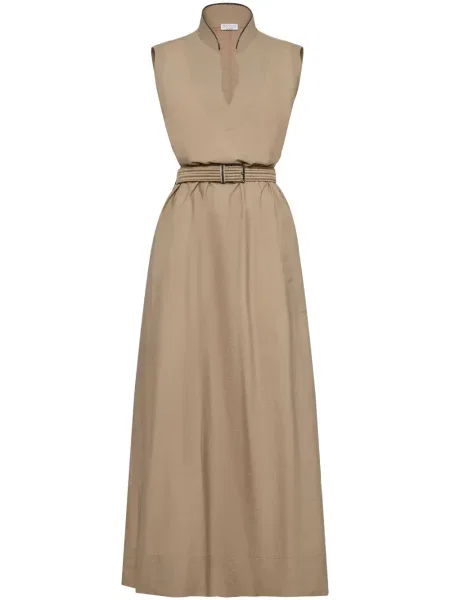 Cu centură rochie maxi Brunello Cucinelli fără mâneci