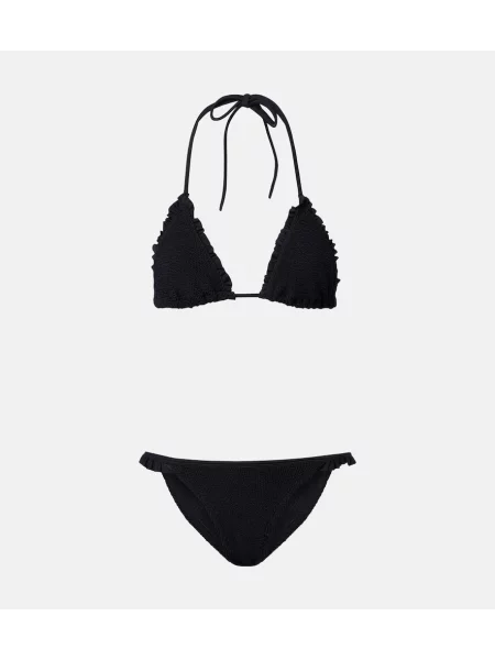 Bikini Hunza G cu volane negru