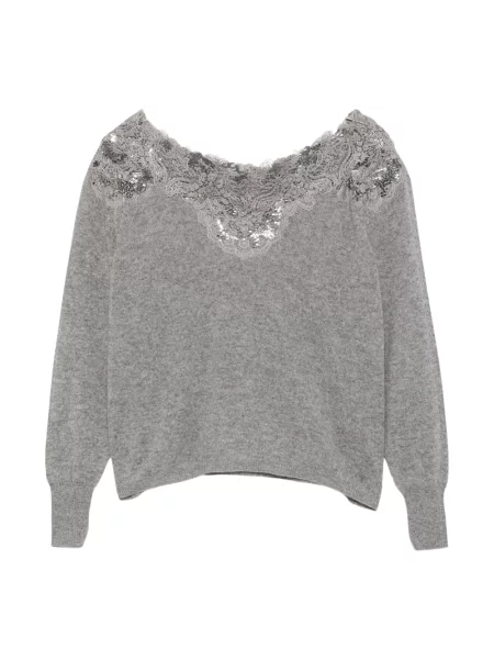 Sweter Ermanno Scervino z dekoltem w łódkę szary