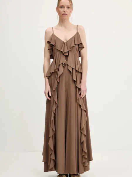 Однотонна блуза Answear Lab коричнева