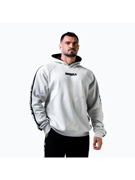 Férfi pulóver NEBBIA Hero Hoodie light grey. Méret: L szürke