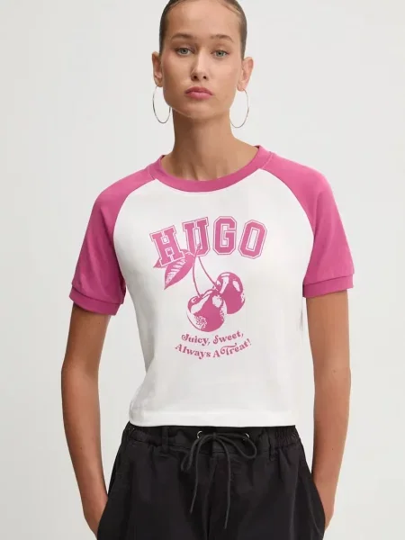 Hugo Blue tricou din femei roz albastru