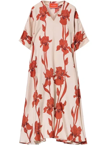 Rochie midi La Doublej cu model floral cu imagine până la genunchi