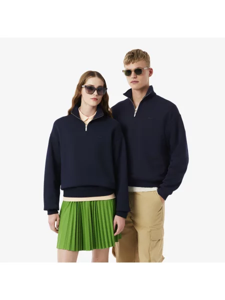 Lacoste Bluza Unisex Half Zip Loose Fit granatowa