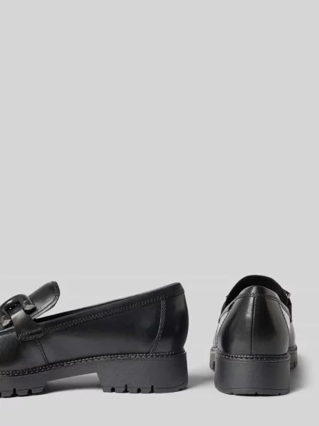 Loafersy z naturalnej skóry z skóry bydlęcej Tamaris czarne