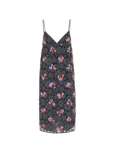 Rochie fără mâneci Fendi cu model floral din dantelă gri