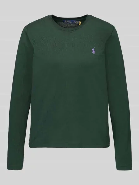 Bluzka z długim rękawem z wyhaftowanym logo Polo Ralph Lauren zielona
