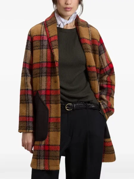 Palton Woolrich în carouri maro