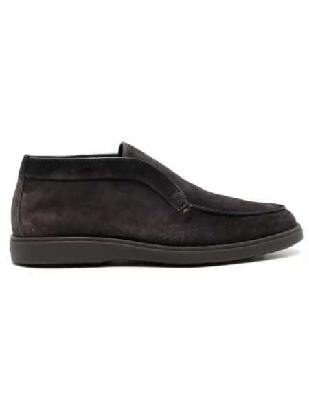 Buty do kostki Santoni skórzane wsuwane brązowe