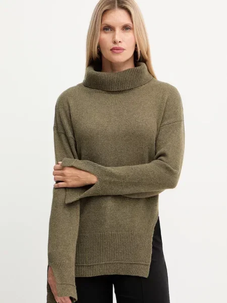 Simona Corsellini pulover din amestec de lână light cu guler verde